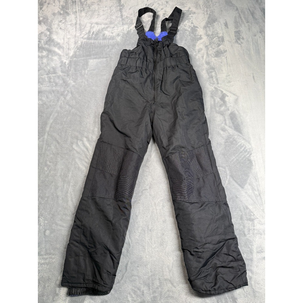 All In Motion Snow Bib Overalls Unisex Kids M Black Adjustable Straps Zip Front